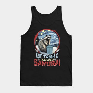 Racoons Eat Trash Funny for Sarcastic People Samurai Racoon Tank Top